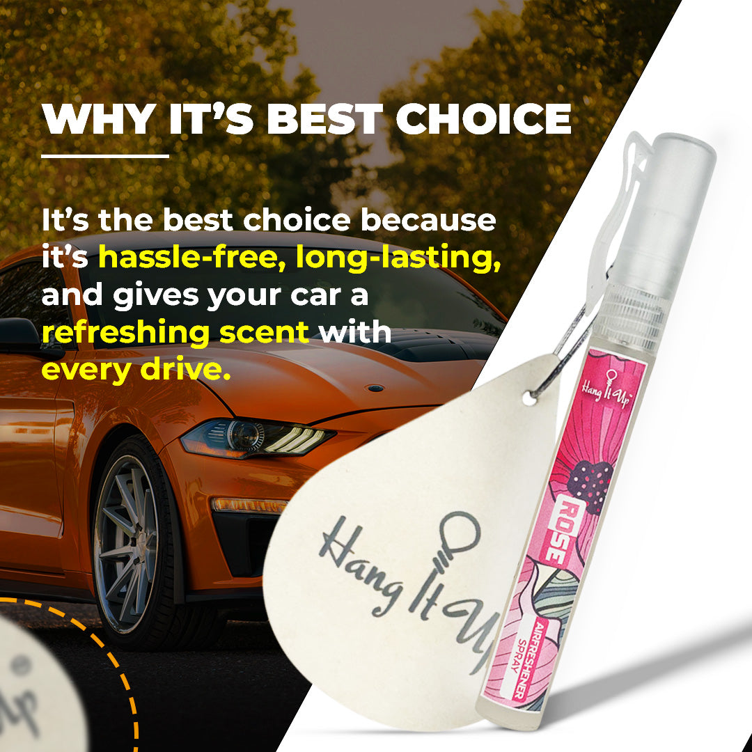 Premium Rose Car Air Freshener Spray With Hanging Card