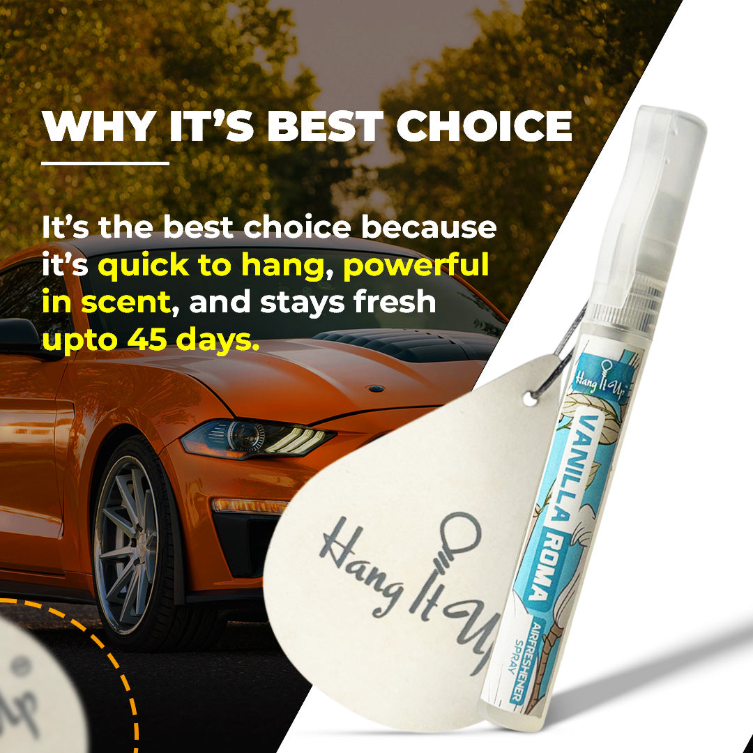 Vanilla Roma Car Air Freshener Spray With Hanging Card