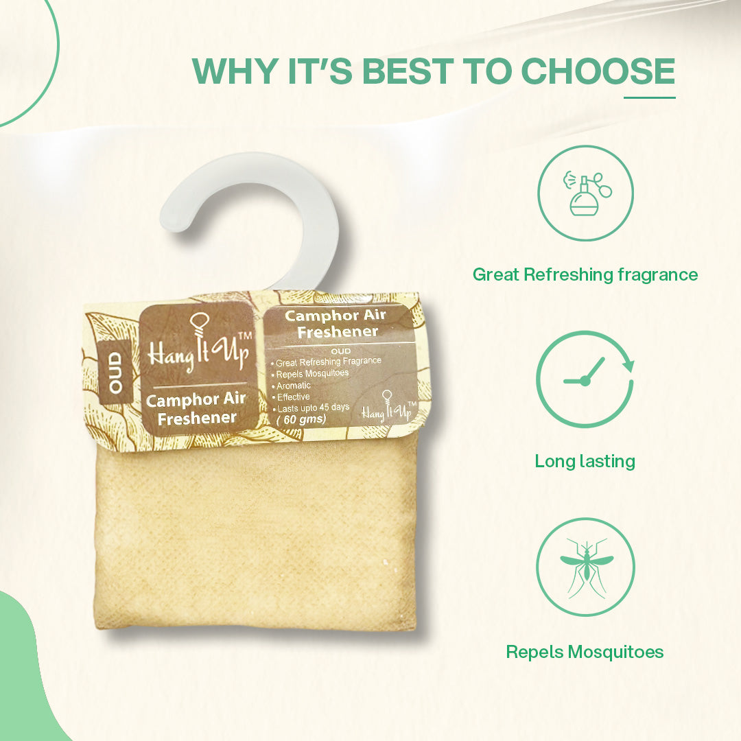 Car Air Freshener Camphor Pouch - Oud Long Lasting Fragrance