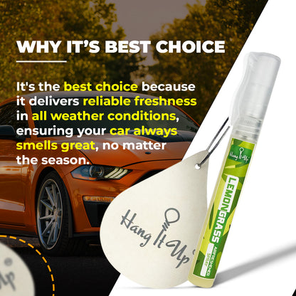Premium Lemongrass Car Air Freshener Spray With Hanging Card