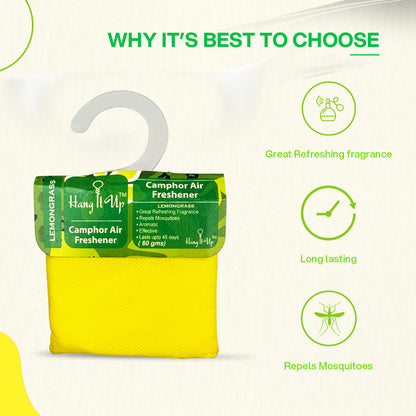 Car Air Freshener Camphor Pouch - Lemongrass Long Lating Fragrance