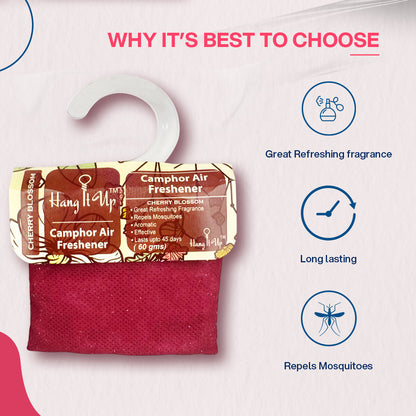 Car Air Freshener Camphor Pouch- Cherry blossom Long Lating Fragrance