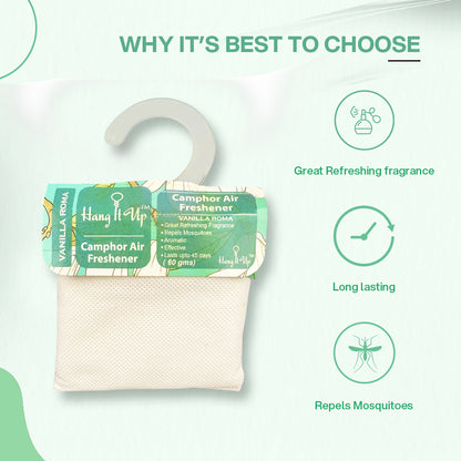 Car Air Freshener Camphor Pouch - Vanilla Roma Long Lasting Fragrance