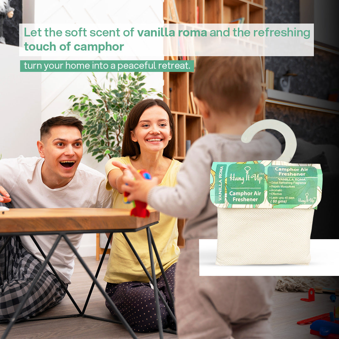 Car Air Freshener Camphor Pouch - Vanilla Roma Long Lasting Fragrance