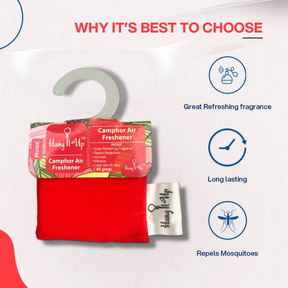 Car Air Freshener Camphor Pouch - Rose Long Lasting Fragrance