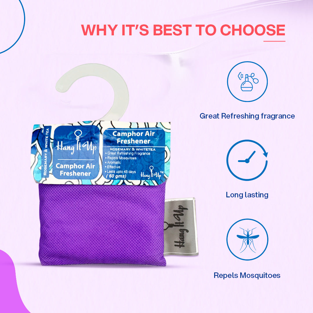 Car Air Freshener Pouch - Rosemarry & white tea Long Lasting Fragrance