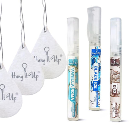 Car Air Freshener Spray With Card - Black Ice, Oud And Vanilla Roma Combo of 3