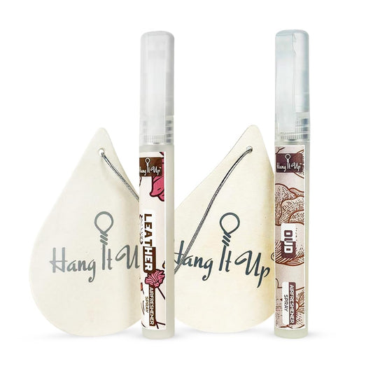 Car Air Freshener Spray With Card - Leather & Oud Combo of 2