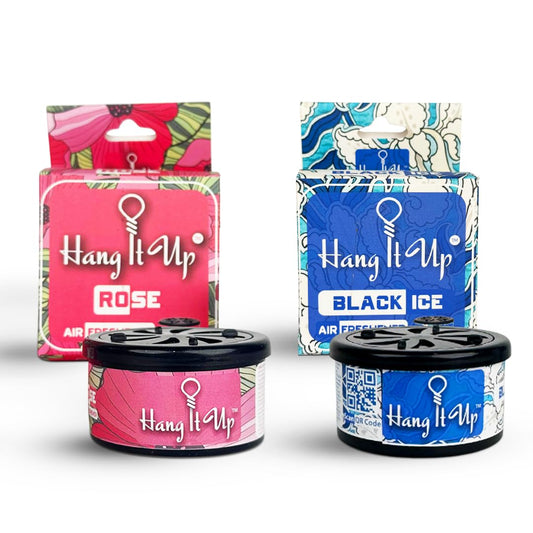Car Air Freshener Can - Rose & Black Ice Combo of 2 | Long Lasting Fragrance & Easy to Use