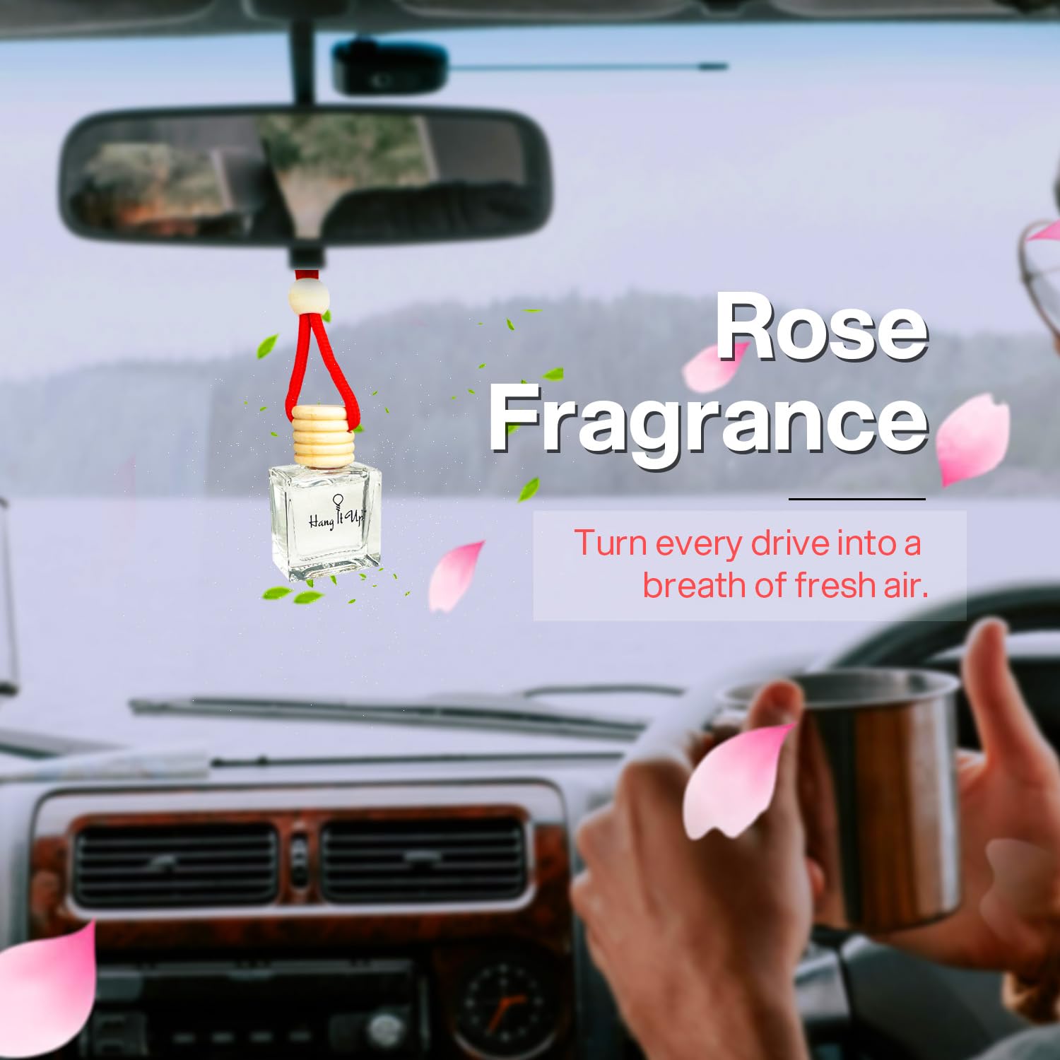 Car Hanging Perfume Bottle - Rose & Oud Combo of 2 | Long Lasting Fragrance