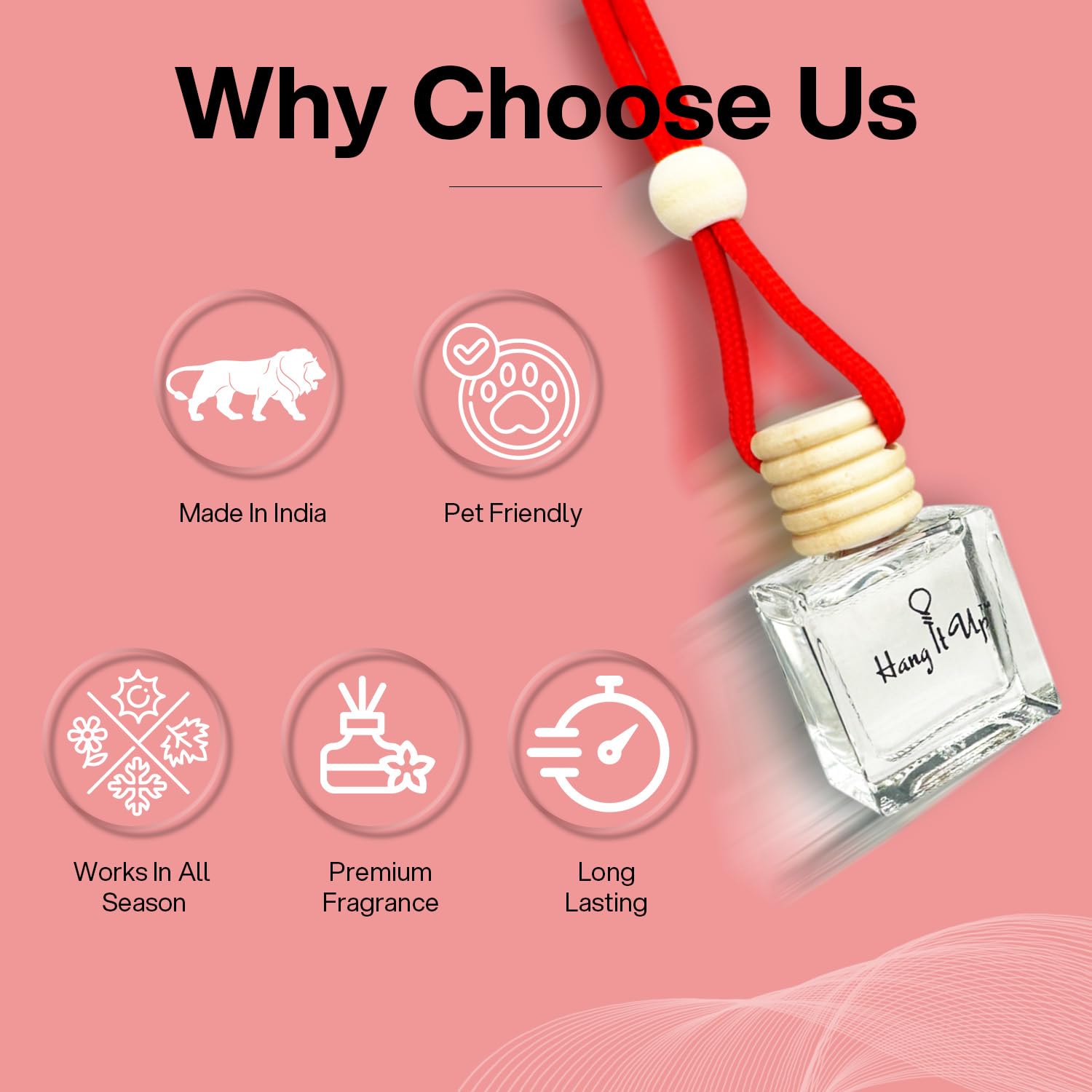 Car Hanging Perfume Bottle - Rose, Vanilla Roma & Oud Combo of 3 | Long Lasting Fragrance