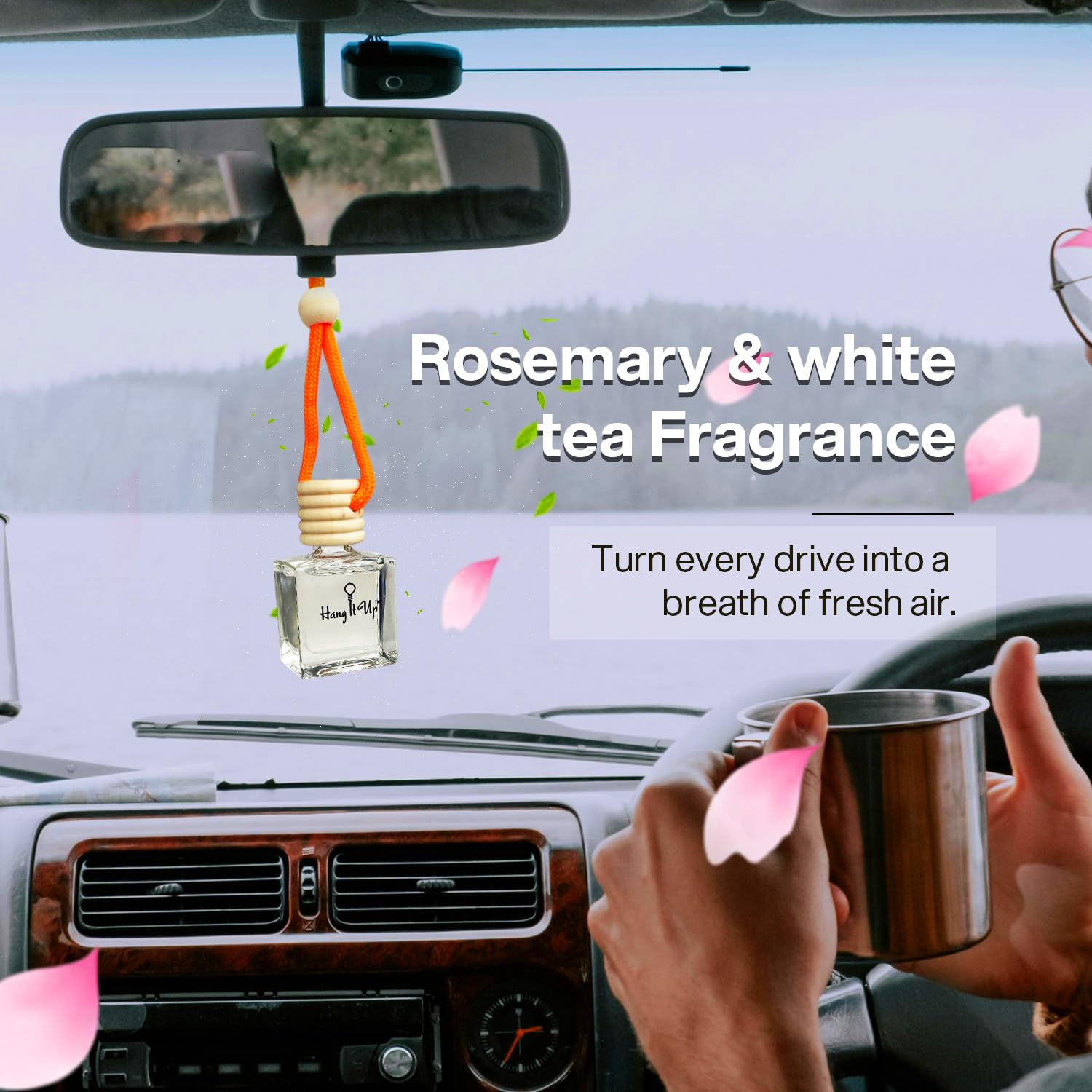 Car Hanging Perfume Bottle - Rose, Vanilla Roma & Oud Combo of 3 | Long Lasting Fragrance