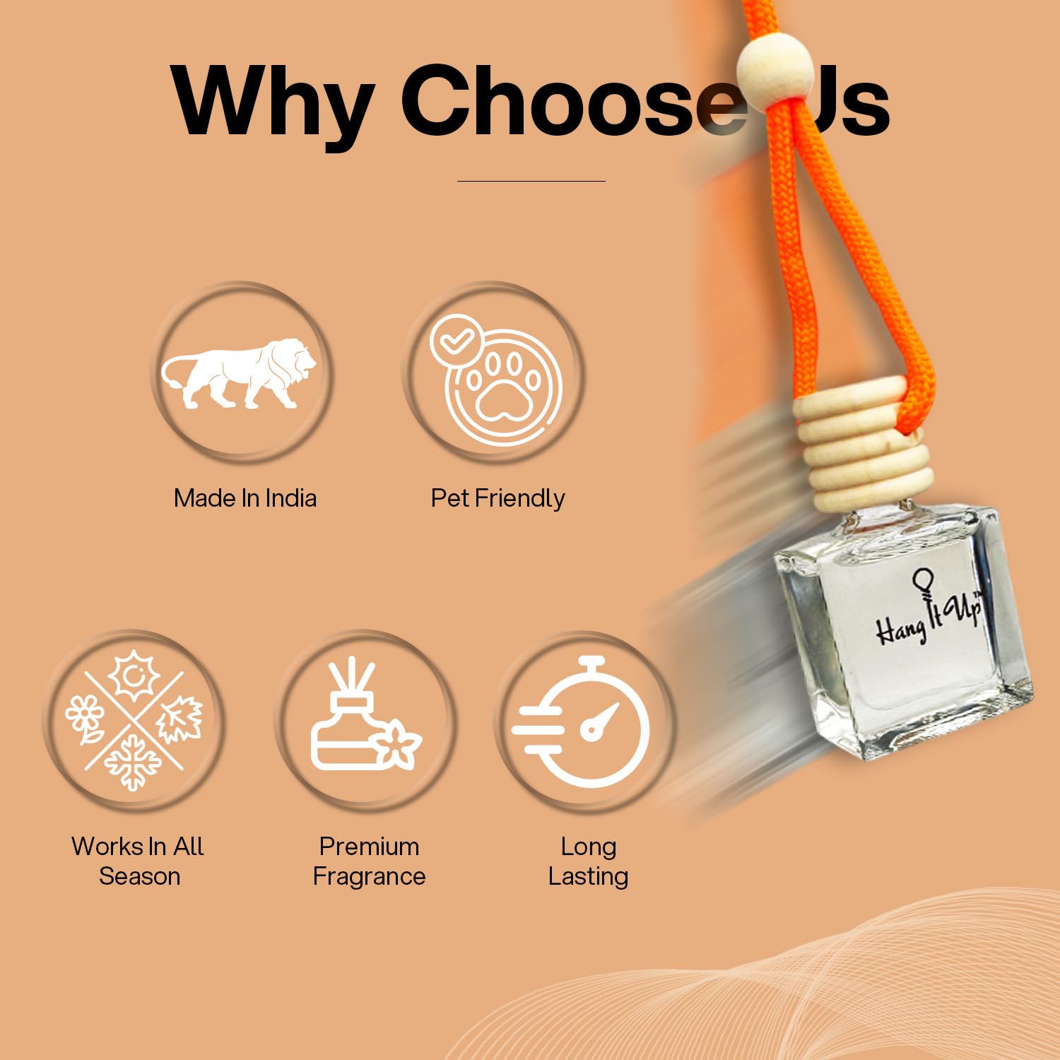 Car Hanging Perfume Bottle - Rose, Vanilla Roma & Oud Combo of 3 | Long Lasting Fragrance