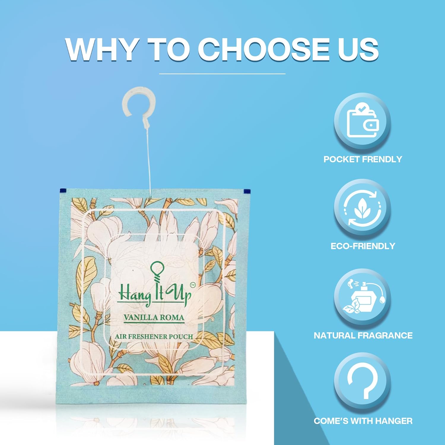 Air Freshener Pouches - Leamongrass, Cherry Blossom, Vanilla Roma & Rose marry & White Tea Combo of 4 | Long Lasting Fragrance