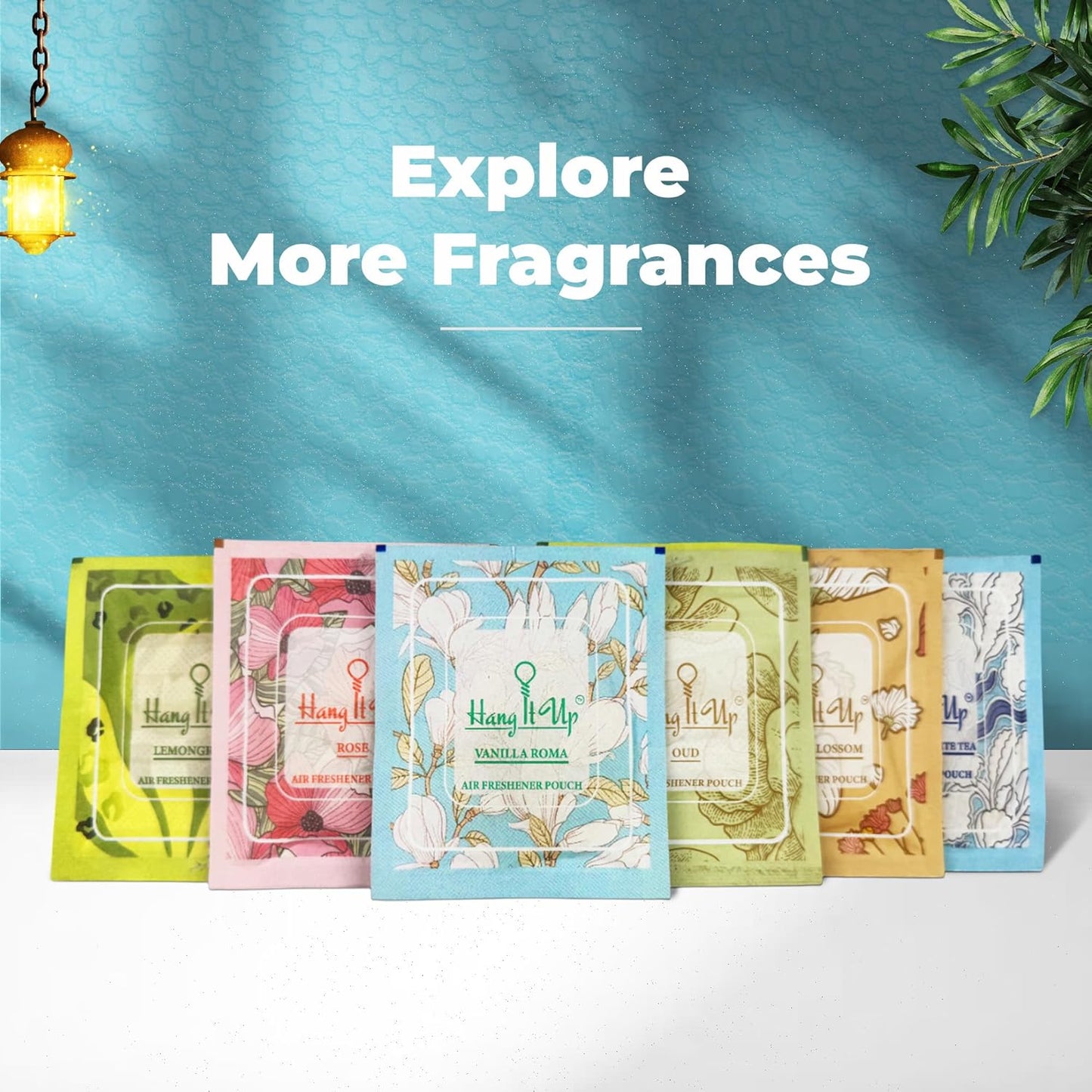Air Freshener Pouches - Leamongrass, Cherry Blossom, Vanilla Roma & Rose marry & White Tea Combo of 4 | Long Lasting Fragrance