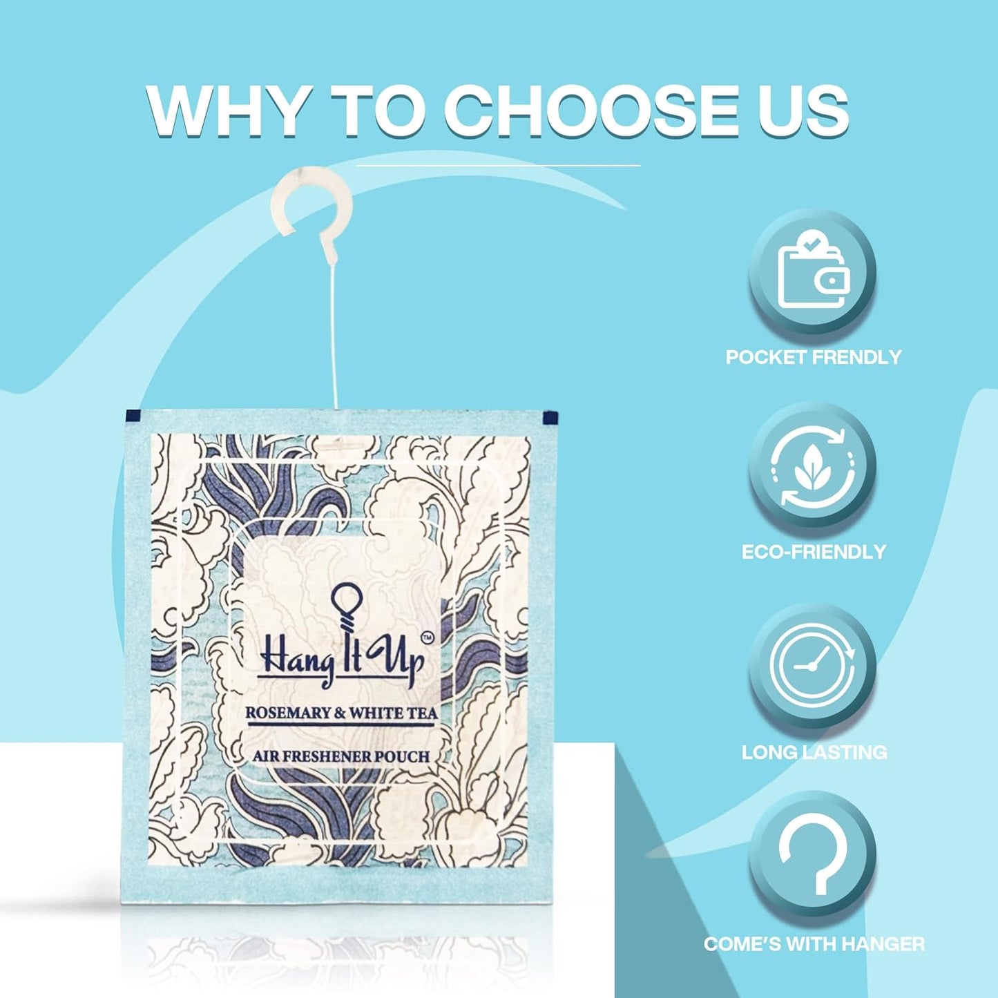 Air Freshener Pouches - Rose, Cherry Blossom, Vanilla Roma & Rosemarry&White Tea Combo of 4 | Long Lasting Fragrance