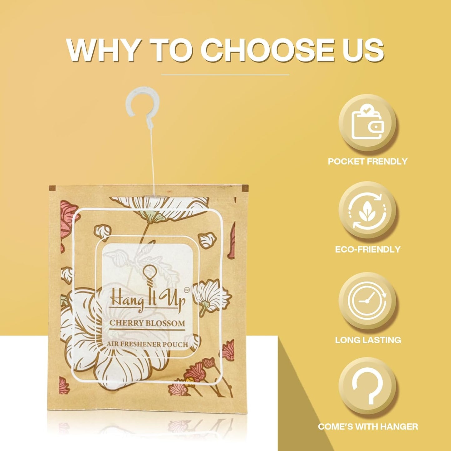 Air Freshener Pouches - Vanilla Roma, Cherry Blossom & Rosemary&White Tea Combo of 3 | Long Lasting Fragrance