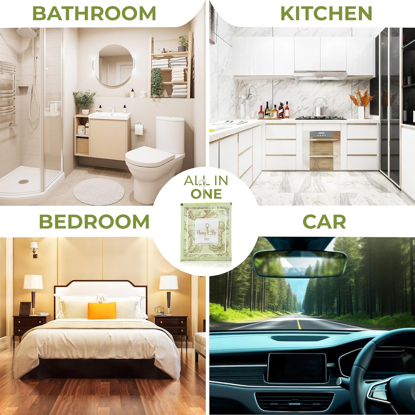 Air Freshener Pouches - Rose, Oud, leamongrass, Vanilla Roma, Cherry Blossom & Rose marry & White Tea Combo of 6 | Long Lasting Fragrance