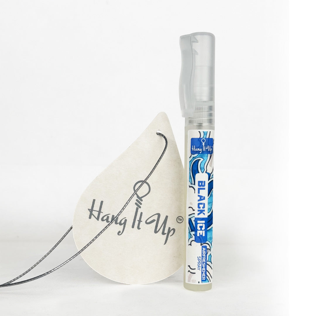 Premium Black Ice Car Air Freshener Spray With Hanging Card