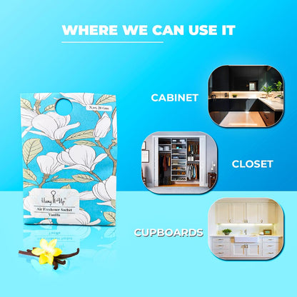 Cupboards Air Freshener Sachet  - Cherry Blossom, Lemongrass, Oud, Rose, Rosemary & White Tea, Vanilla Combo Of 6 | Long Lasting Fragrance