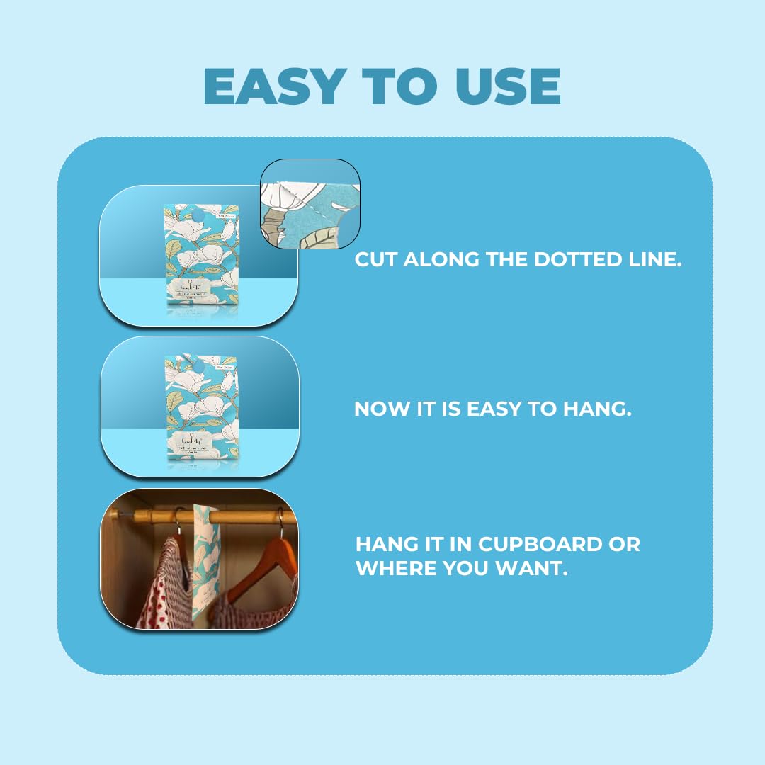 Cupboards Air Freshener Sachet  - Cherry Blossom, Lemongrass, Oud, Rose, Rosemary & White Tea, Vanilla Combo Of 6 | Long Lasting Fragrance