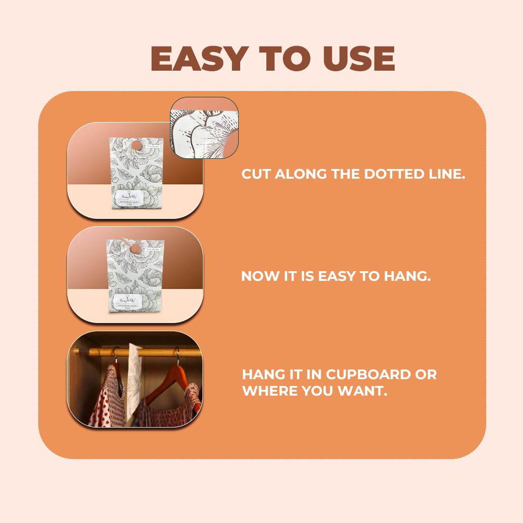 Cupboards Air Freshener Sachet  - Oud, Rose, Rosemary & White Tea, Vanilla Combo of 4 | Long Lasting Fragrance