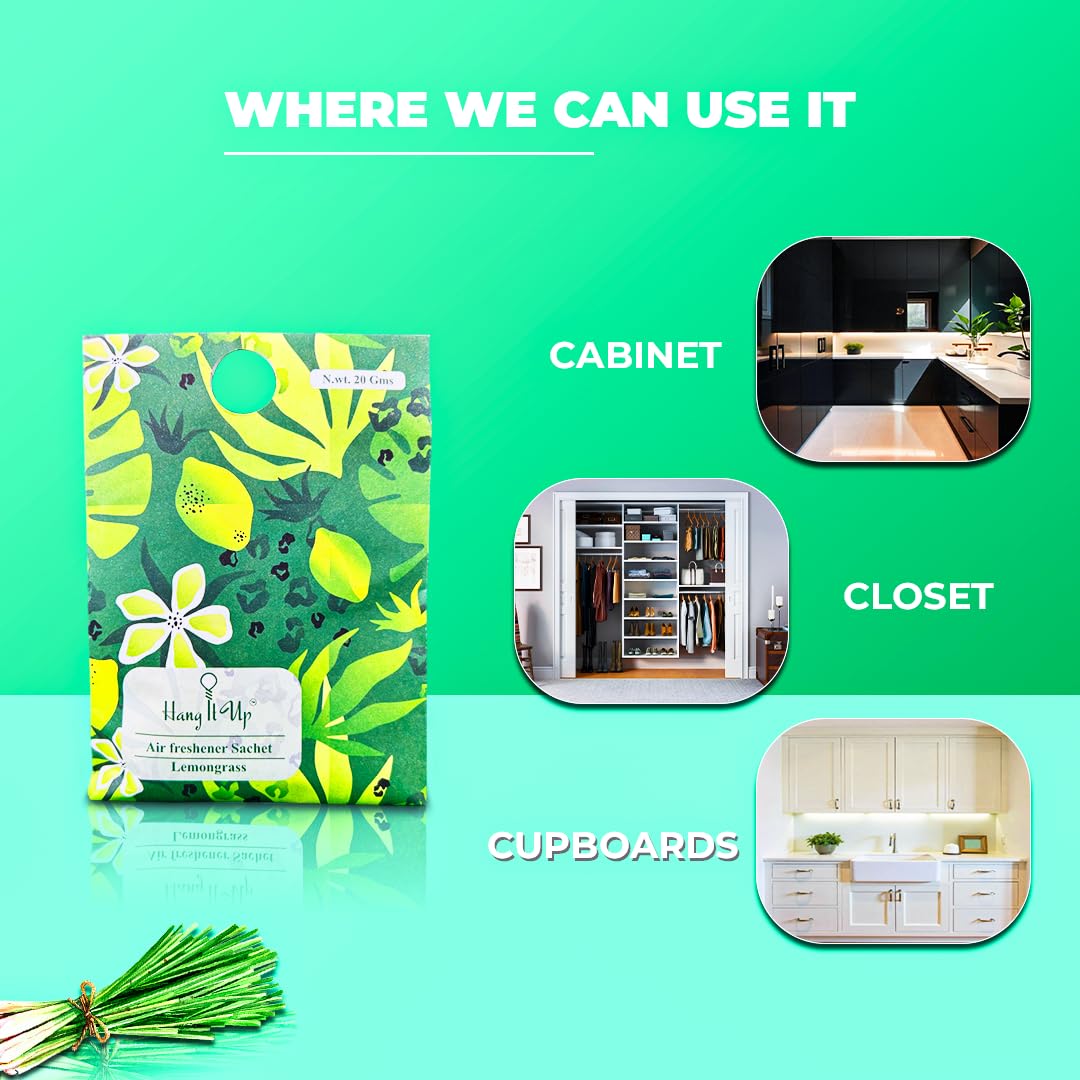 Cupboards Air Freshener Sachet  - Lemongrass, Oud, Rose, Rosemary & White Tea Combo of 4 | Long Lasting Fragrance