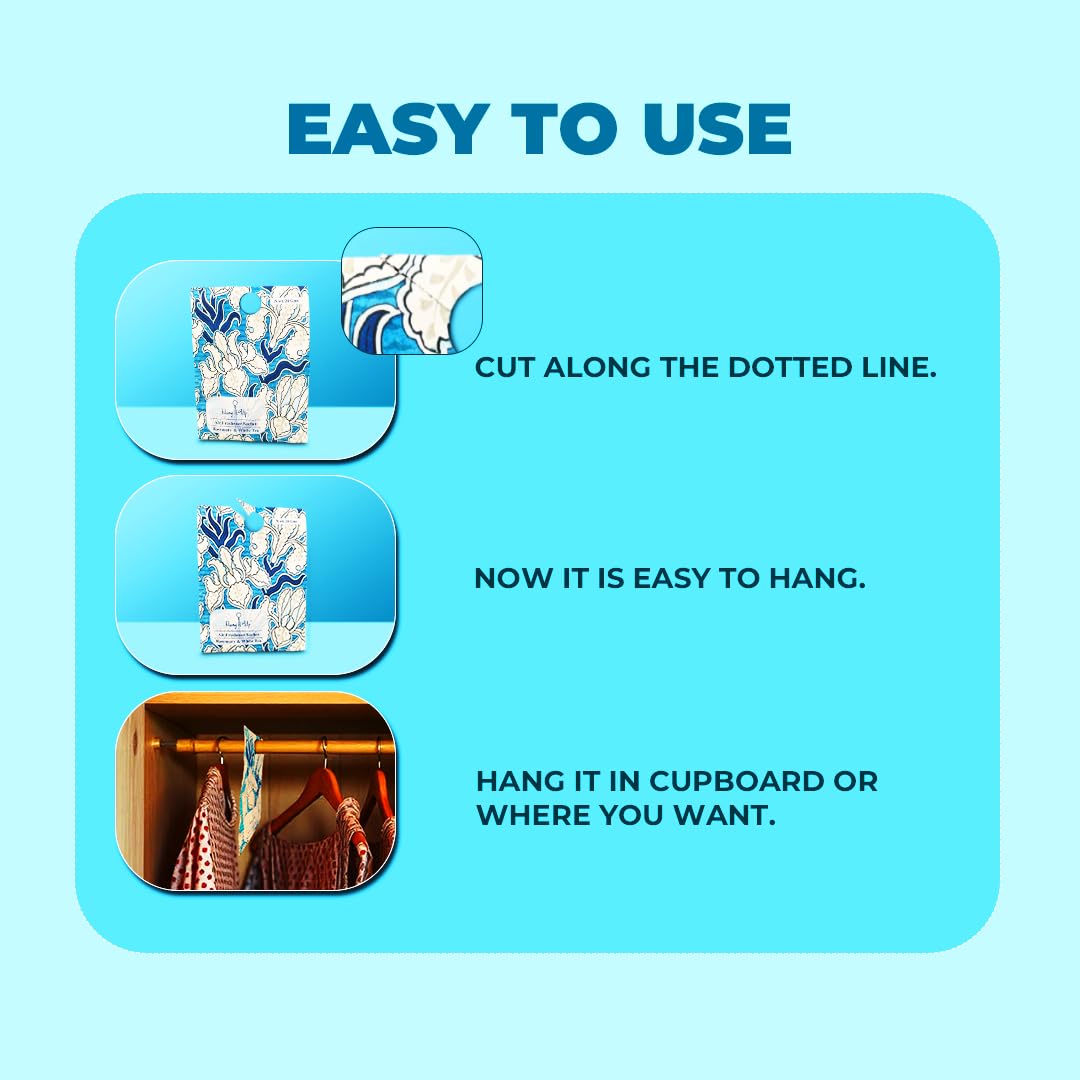 Cupboards Air Freshener Sachet - Lemongrass, Oud, Rose, Rosemary & White Tea, Vanilla Combo of 5 | Long Lasting Fragrance