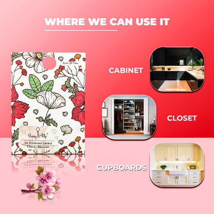 Cupboards Air Freshener Sachet - Cherry Blossom, Lemongrass, Oud & Rose Combo of 4 | Long Lasting Fragrance
