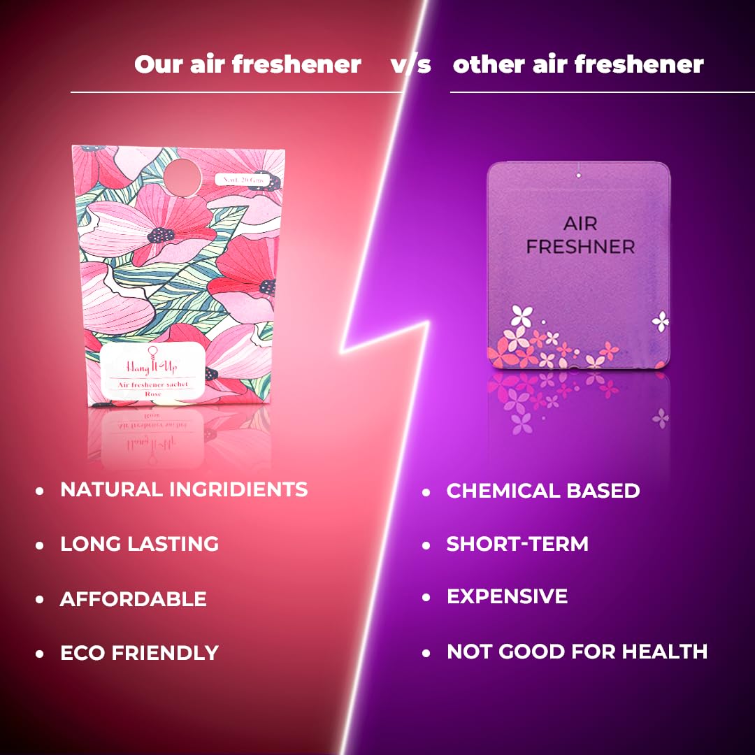 Cupboards Air Freshener Sachet - Cherry Blossom, Lemongrass, Oud & Rose Combo of 4 | Long Lasting Fragrance